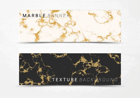 Banner template of black and white marble texture background, with golden foil and linear style, Suitable for luxury productsのイラスト素材