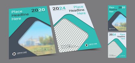 Poster cover book design template in A4 layout with space for photo background,のイラスト素材