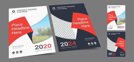 Poster cover book design template in A4 layout with space for photo backgroundのイラスト素材