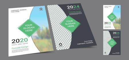 Poster cover book design template in A4 layout with space for photo backgroundのイラスト素材