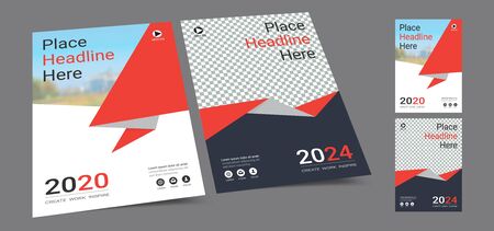 Poster cover book design template in A4 layout with space for photo backgroundのイラスト素材