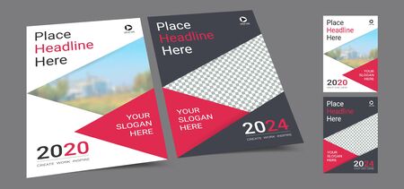Poster cover book design template in A4 layout with space for photo backgroundのイラスト素材