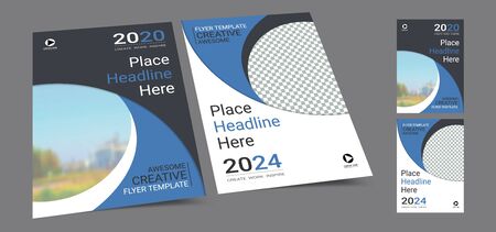 Poster cover book design template in A4 layout with space for photo backgroundのイラスト素材