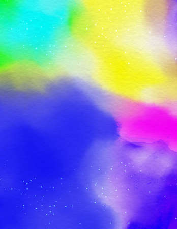 Abstract rainbow watercolor covers set, The color splashing on the paper.の写真素材