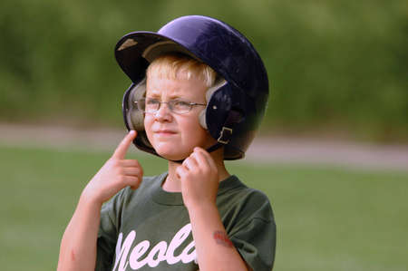 Concerned Base Runner (Little League Baseball)の写真素材