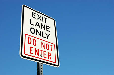 Exit Lane Only Traffic Signの写真素材