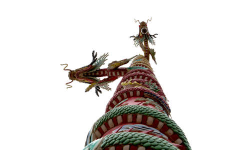 The pillar of dragon in Chinese templeの写真素材