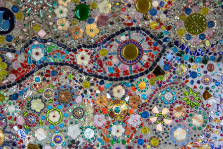 abstract  bright colorful  background of cup bowl ,art at  temple in Phetchabun  province, Thailandの写真素材