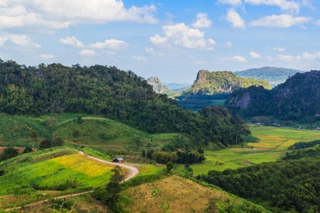 View of a beautiful summer landscape in Loei,Thailandの写真素材