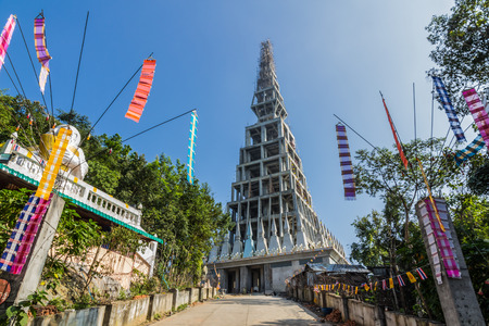 High-rise building under construction  on blue skyのeditorial素材