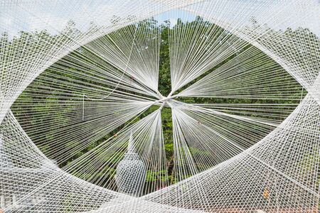 coarse braided rope background on nature backgroundの写真素材