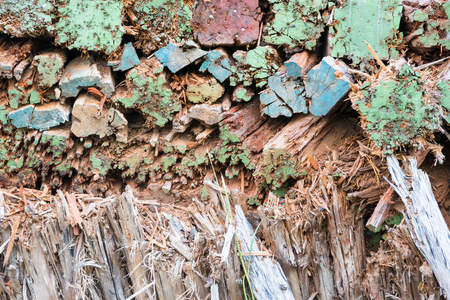 background of wooden bunker for  military useの写真素材