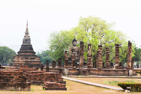 Buddha Statue at Temple in Sukhothai Historical park , Thailandの写真素材