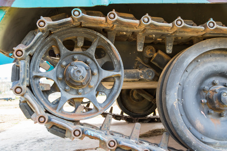 old chain tracks of the tank, close-up
