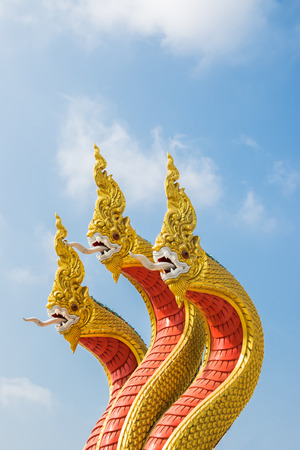 Three head of serpent, king of Nagas ,great Naga, red, yellowの写真素材