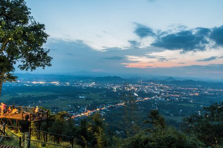 Aerial view montage of Phu Bo Bit from  viewpoint from day to night in Loei province,Thailand