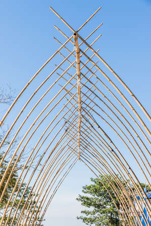 bamboo construction detail, bamboo backgroundの写真素材