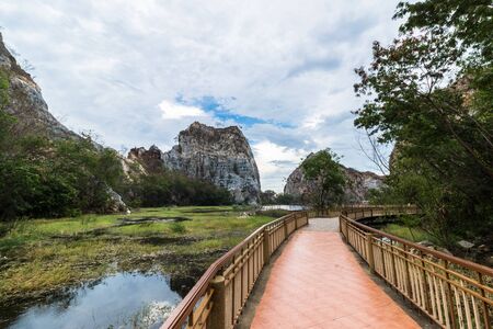 Beautiful reservoir in Khao Gnu Rock Park, Rachaburi, Thailandの写真素材