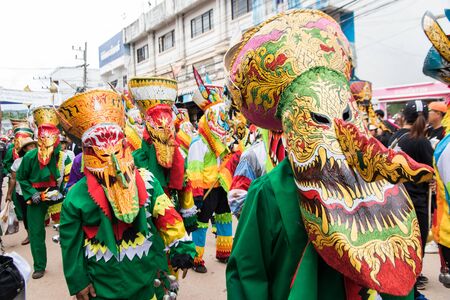 LOEI ,THAILAND-JUNE 25: Ghost Festival (Phi Ta Khon) The mask procession celebrated on Buddhist holiday known in Thai as"Boon Pra Wate" on June 25, 2017 in Dansai of Loei, Thailandのeditorial素材