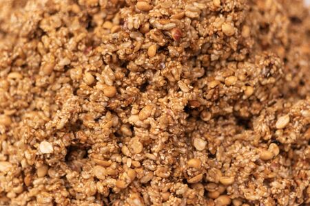 Thai sweet made of rice, nut, sesame-seeds and sugar, Thai sweet cereal bar (Krayasart, snack)