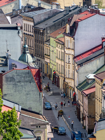 CIESZYN, POLAND â AUGUST 12, 2022: main street of the old town visible from the castle towerのeditorial素材