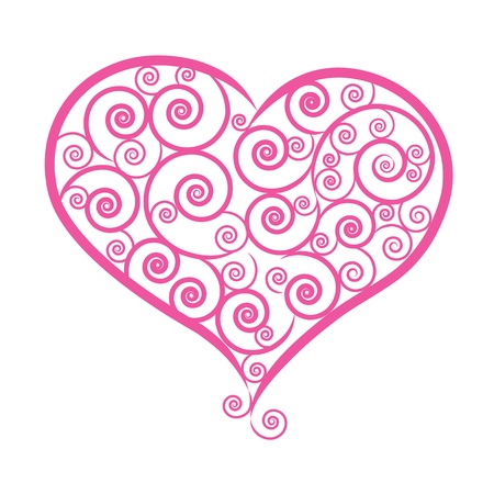 vector illustred EPS10 floral line heart for decorate valentine celebrationのイラスト素材