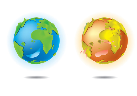 Vector present green Earth is happy and dead Earth is unhappyのイラスト素材