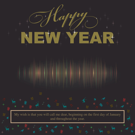 Design New Year card with concept of wave for joy from the noise darling of who phoned in the new year.のイラスト素材