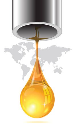 Energy from oil is draining away from the earth. Communicates with the last drop of oil flowing out of the pipe end.のイラスト素材