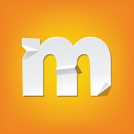 The new design of the English alphabet, m Lowercase letter was folded paper some of the letters. Adapted from the font Myriad Pro extra bold.のイラスト素材