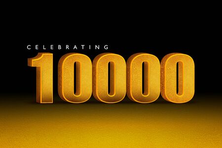 3D rendering of celebrating 10000 banner. Thanks followers congratulation card. 3d Illustration for Social mediaの写真素材
