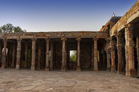 Amphitheater at Qutub minar campus, tallest bricks minaret of the world, New Delhi, Indiaの写真素材