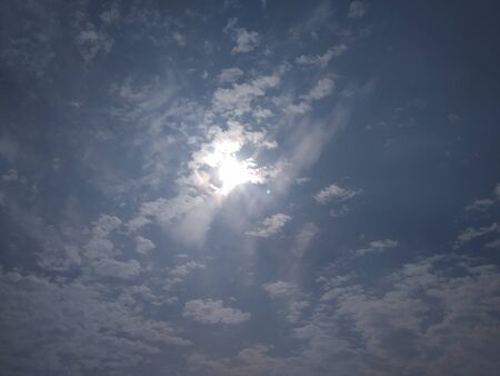 Dramatic blue sky and clouds sunbeam