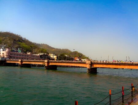 Har ki Paudi Haridwar Aerial view watch towerの写真素材