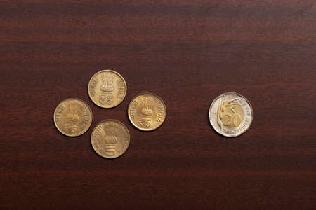 Collection of Indian currency coins conceptsの写真素材