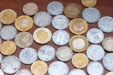 Collection of Indian currency coinsの写真素材