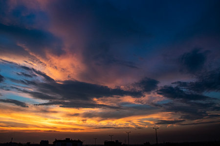 Stunning dramatic sky, with heavy clouds, monsoon cloudy skyの写真素材
