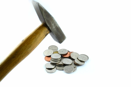Hammered Thai coinsの写真素材