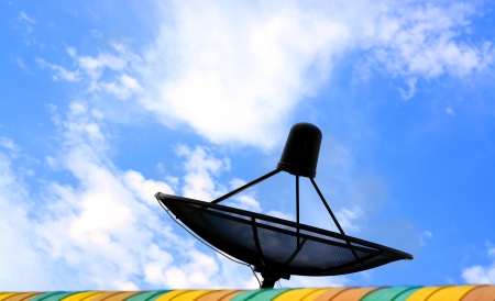 Black Satellite Dishの写真素材