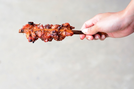 Close-up image of a roasted chickenの写真素材
