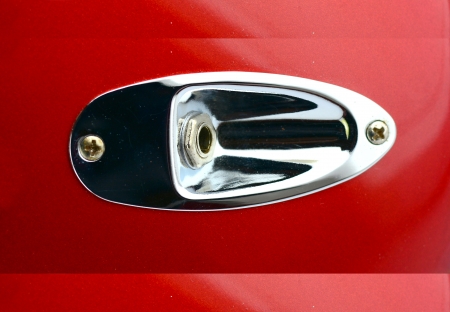 Close up of the jack output socket of a electric guitarの写真素材