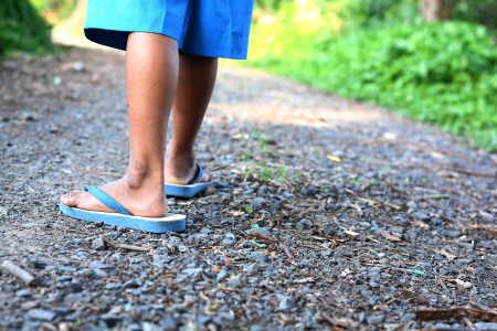 Walking in forestの写真素材