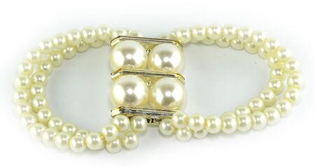 pearl necklace isolated on white backgroundの写真素材