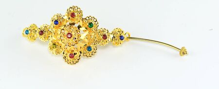 gold jewelry, bracelets and chainsの写真素材