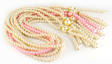 Beautiful jewelry on pink background の写真素材
