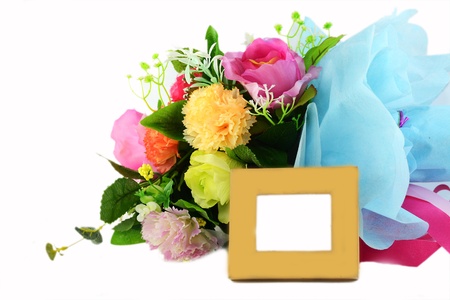 photo frame and flowersの写真素材