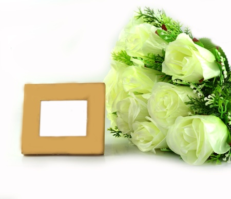 photo frame and flowersの写真素材