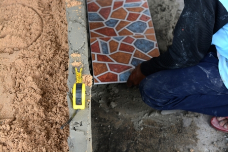 industrial tiler builder workerの写真素材