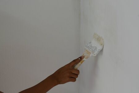 Painted white on wallsの写真素材