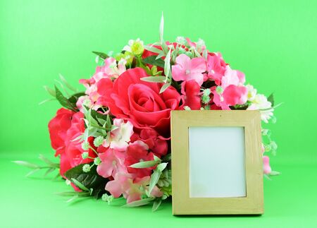 photo frame and flowersの写真素材